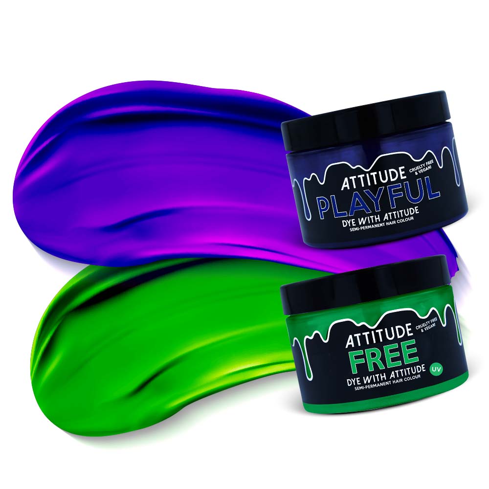 Attitude Hair Dye - JOKER Halloween Duo Combinaison de teintures capillaires semi-permanentes - Violet/Vert